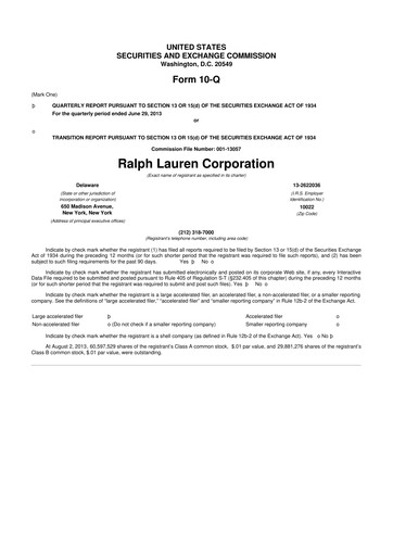 Thumbnail Ralph Lauren 10-Q Quarterly Report FY2014 