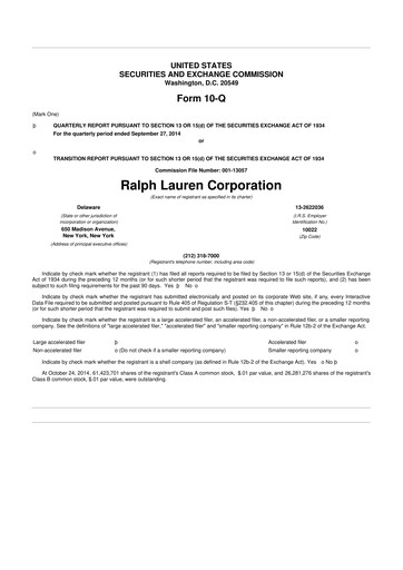 Thumbnail Ralph Lauren 10-Q Quarterly Report FY2015 