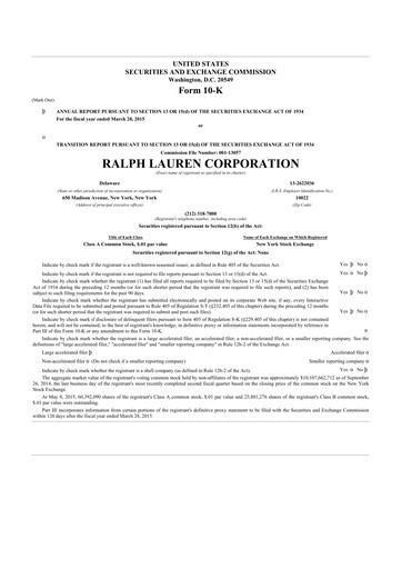 Thumbnail Ralph Lauren 10-K Annual Report 2015