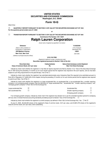 Thumbnail Ralph Lauren 10-Q Quarterly Report FY2021 
