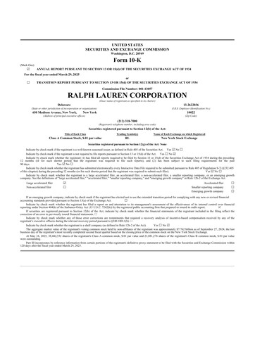 Thumbnail Ralph Lauren 10-K Annual Report 2025