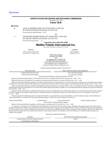 Thumbnail Mettler Toledo 10-K Annual Report 2013