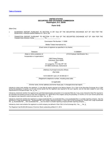 Thumbnail Mettler Toledo 10-Q Quarterly Report FY2014 