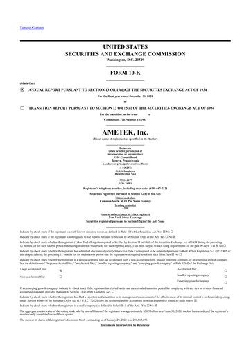 Thumbnail Ametek 10-K Annual Report 2020