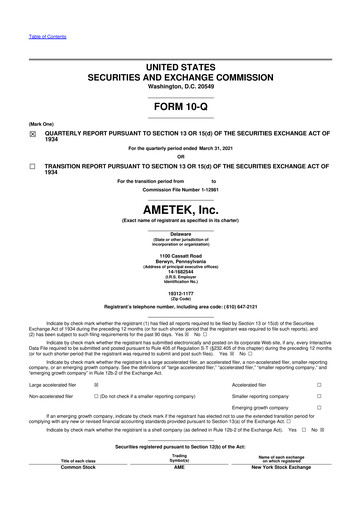 Thumbnail Ametek 10-Q Quarterly Report FY2021 