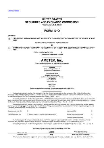 Thumbnail Ametek 10-Q Quarterly Report FY2021 