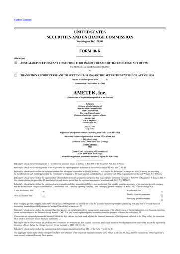 Thumbnail Ametek 10-K Annual Report 2022