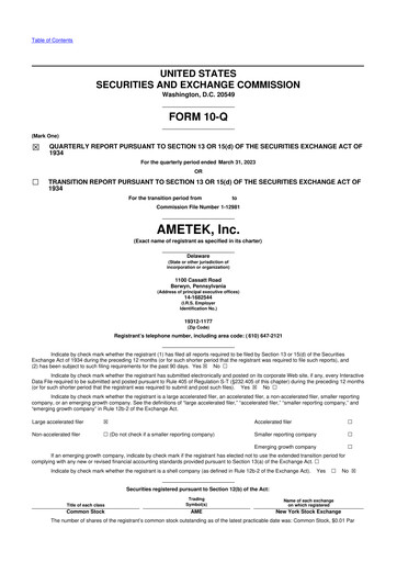 Thumbnail Ametek 10-Q Quarterly Report FY2023 