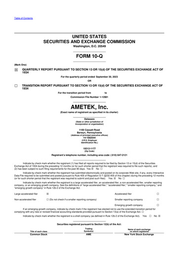 Thumbnail Ametek 10-Q Quarterly Report FY2023 