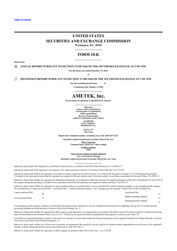 Thumbnail Ametek 10-K Annual Report 2024