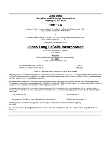 Thumbnail Jones Lang LaSalle 10-Q Quarterly Report FY2013 