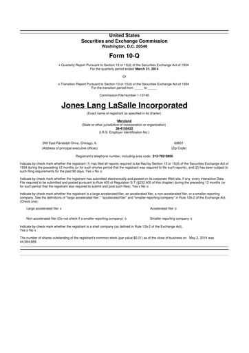Thumbnail Jones Lang LaSalle 10-Q Quarterly Report FY2014 