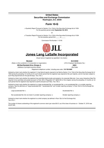 Thumbnail Jones Lang LaSalle 10-Q Quarterly Report FY2016 