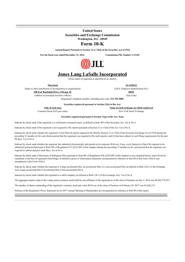 Thumbnail Jones Lang LaSalle 10-K Annual Report 2016