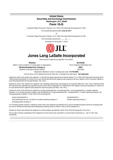 Thumbnail Jones Lang LaSalle 10-Q Quarterly Report FY2017 