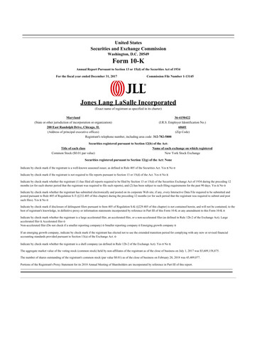 Thumbnail Jones Lang LaSalle 10-K Annual Report 2017