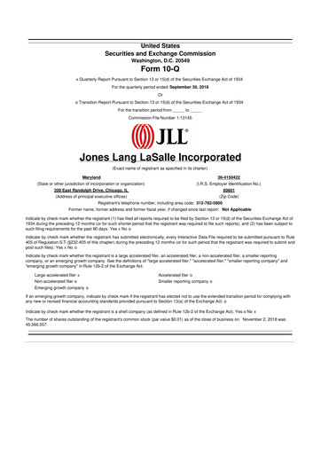 Thumbnail Jones Lang LaSalle 10-Q Quarterly Report FY2018 