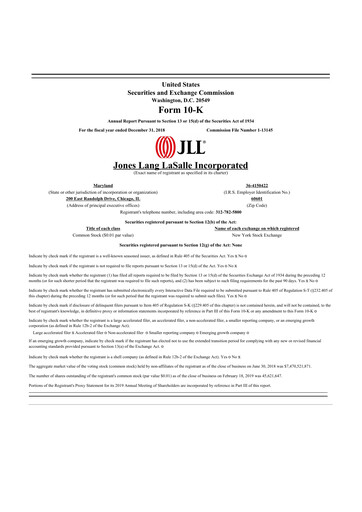 Thumbnail Jones Lang LaSalle 10-K Annual Report 2018
