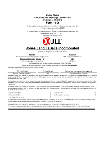 Thumbnail Jones Lang LaSalle 10-Q Quarterly Report FY2020 