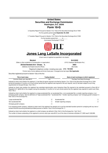 Thumbnail Jones Lang LaSalle 10-Q Quarterly Report FY2020 