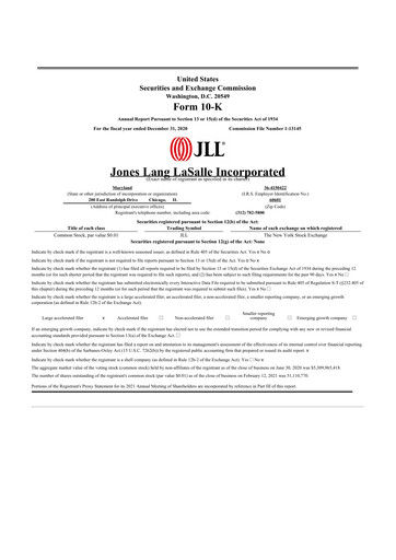 Thumbnail Jones Lang LaSalle 10-K Annual Report 2020