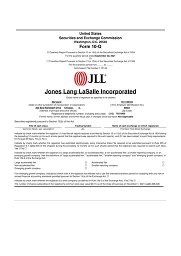 Thumbnail Jones Lang LaSalle 10-Q Quarterly Report FY2021 