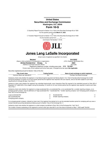 Thumbnail Jones Lang LaSalle 10-Q Quarterly Report FY2023 