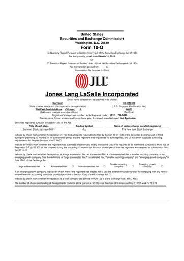Thumbnail Jones Lang LaSalle 10-Q Quarterly Report FY2025 