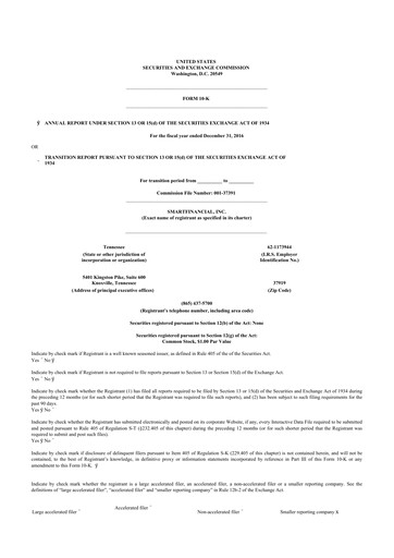 Thumbnail SmartFinancial (SmartBank) 10-K Annual Report 2016