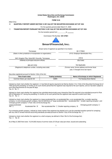 Thumbnail SmartFinancial (SmartBank) 10-Q Quarterly Report FY2020 