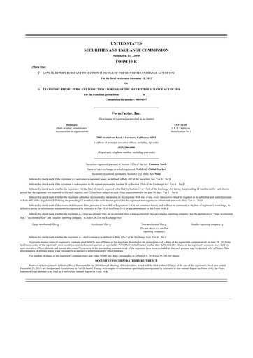 Thumbnail FormFactor 10-K Annual Report 2013