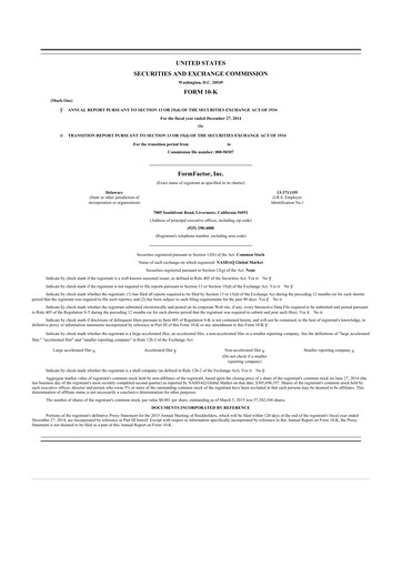 Thumbnail FormFactor 10-K Annual Report 2014