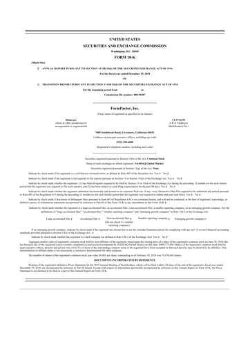 Thumbnail FormFactor 10-K Annual Report 2018