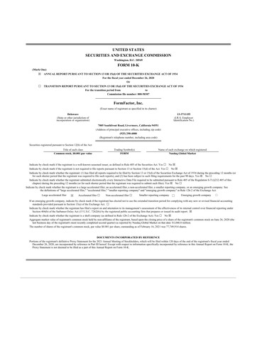 Thumbnail FormFactor 10-K Annual Report 2020