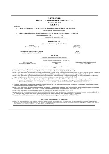 Thumbnail FormFactor 10-K Annual Report 2022