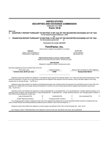 Thumbnail FormFactor 10-Q Quarterly Report FY2023 