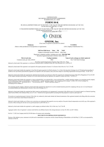 Thumbnail Oneok 10-K Annual Report 2024