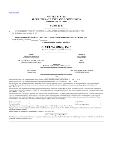 Thumbnail Pixelworks 10-K Annual Report 2011