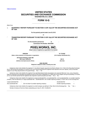 Thumbnail Pixelworks 10-Q Quarterly Report FY2012 
