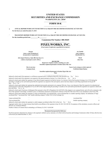 Thumbnail Pixelworks 10-K Annual Report 2012