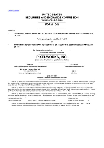 Thumbnail Pixelworks 10-Q Quarterly Report FY2014 