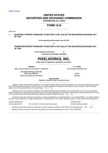 Thumbnail Pixelworks 10-Q Quarterly Report FY2014 