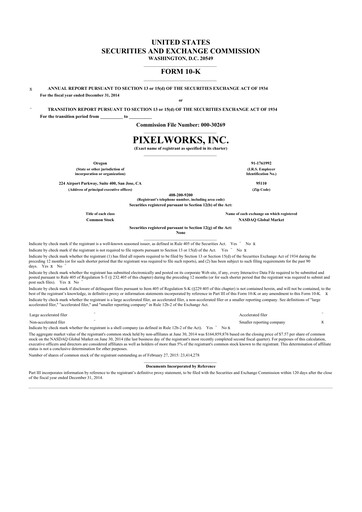 Thumbnail Pixelworks 10-K Annual Report 2014