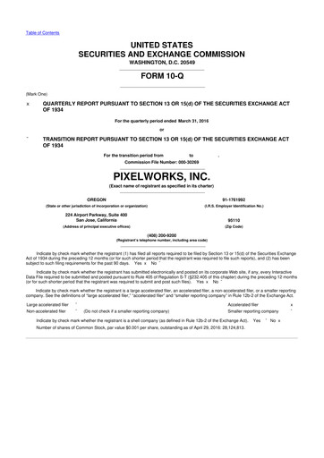 Thumbnail Pixelworks 10-Q Quarterly Report FY2016 