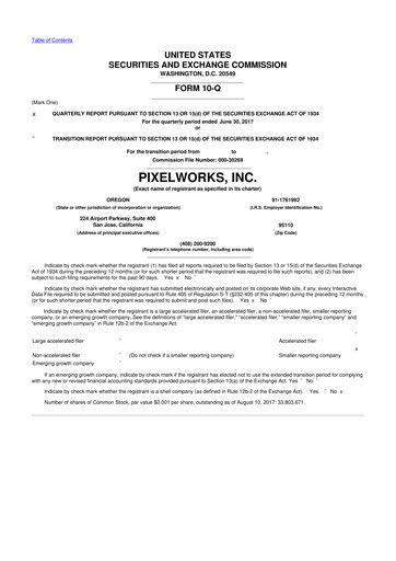 Thumbnail Pixelworks 10-Q Quarterly Report FY2017 