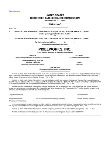 Thumbnail Pixelworks 10-Q Quarterly Report FY2018 