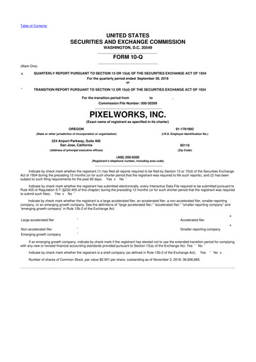 Thumbnail Pixelworks 10-Q Quarterly Report FY2018 