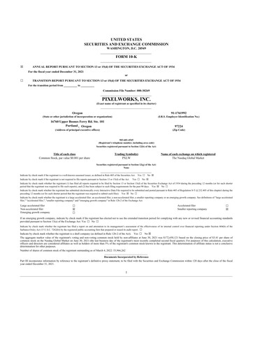 Thumbnail Pixelworks 10-K Annual Report 2021