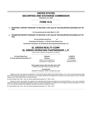 Thumbnail SL Green Realty
 10-Q Quarterly Report FY 