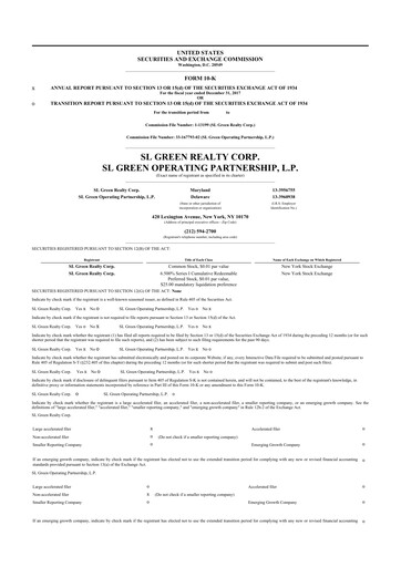 Thumbnail SL Green Realty
 10-K Annual Report 